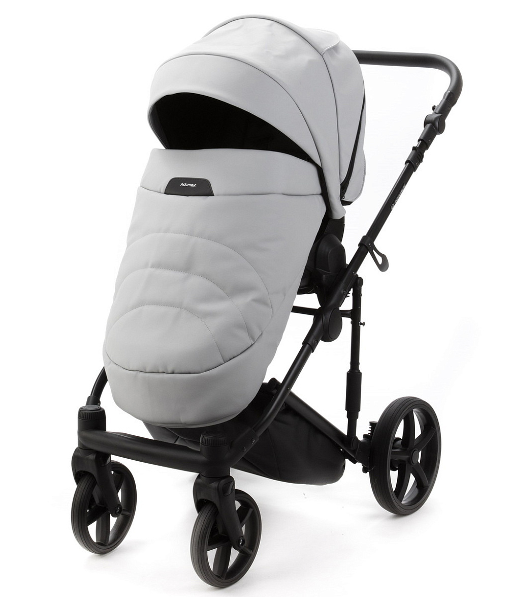 Детская коляска Adamex Zico Deluxe New 2 в 1 ZN-SA03 СВЕТЛО-СЕРАЯ КОЖА