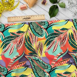 Ткань дюспо разноцветные пёстрые листья