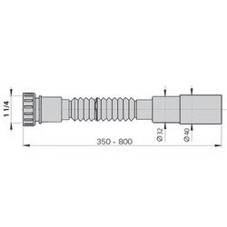 Гофра для сифона Miano M1109 1.1/4"*32/40, 350-800 мм