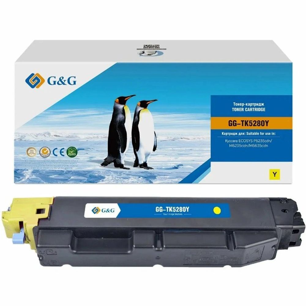 Тонер-картридж G&amp;G, аналог Kyocera TK-5280Y для Ecosys M6235cidn/M6635cidn/P6235cdn желтый (11K)