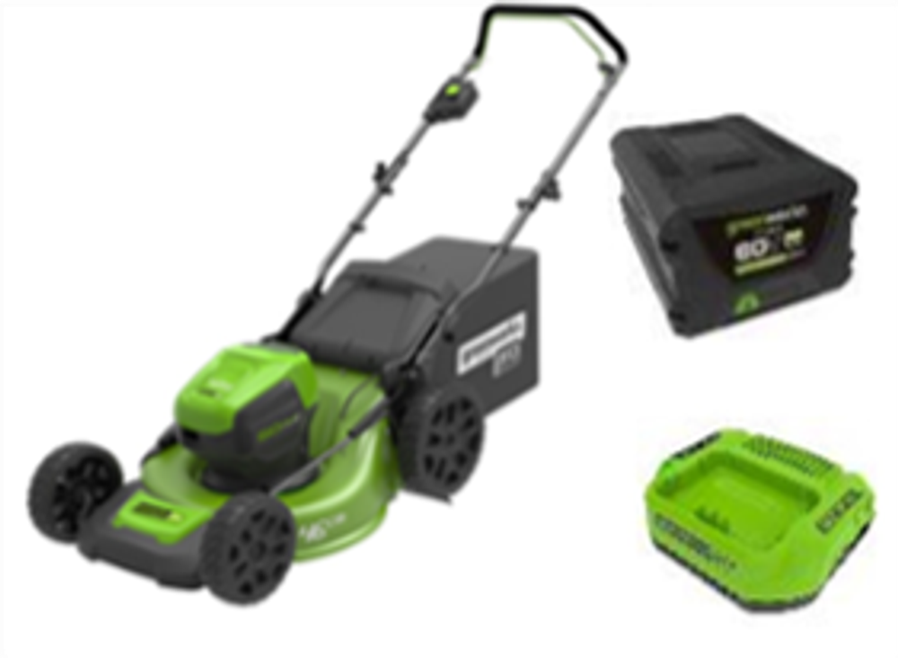Газонокосилка аккумуляторная Greenworks Арт. 2502807, 60V, 46 см, бесщеточная, с 1хАКБ 4 Ач. и ЗУ