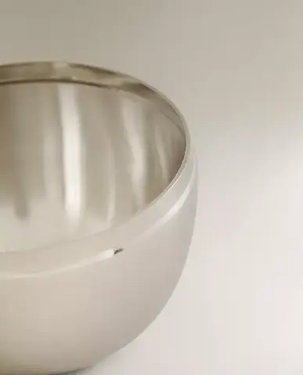 ZARA HOME КРУГЛАЯ МЕТАЛЛИЧЕСКАЯ ШКАТУЛКА, СЕРЕБРЯНЫЙ