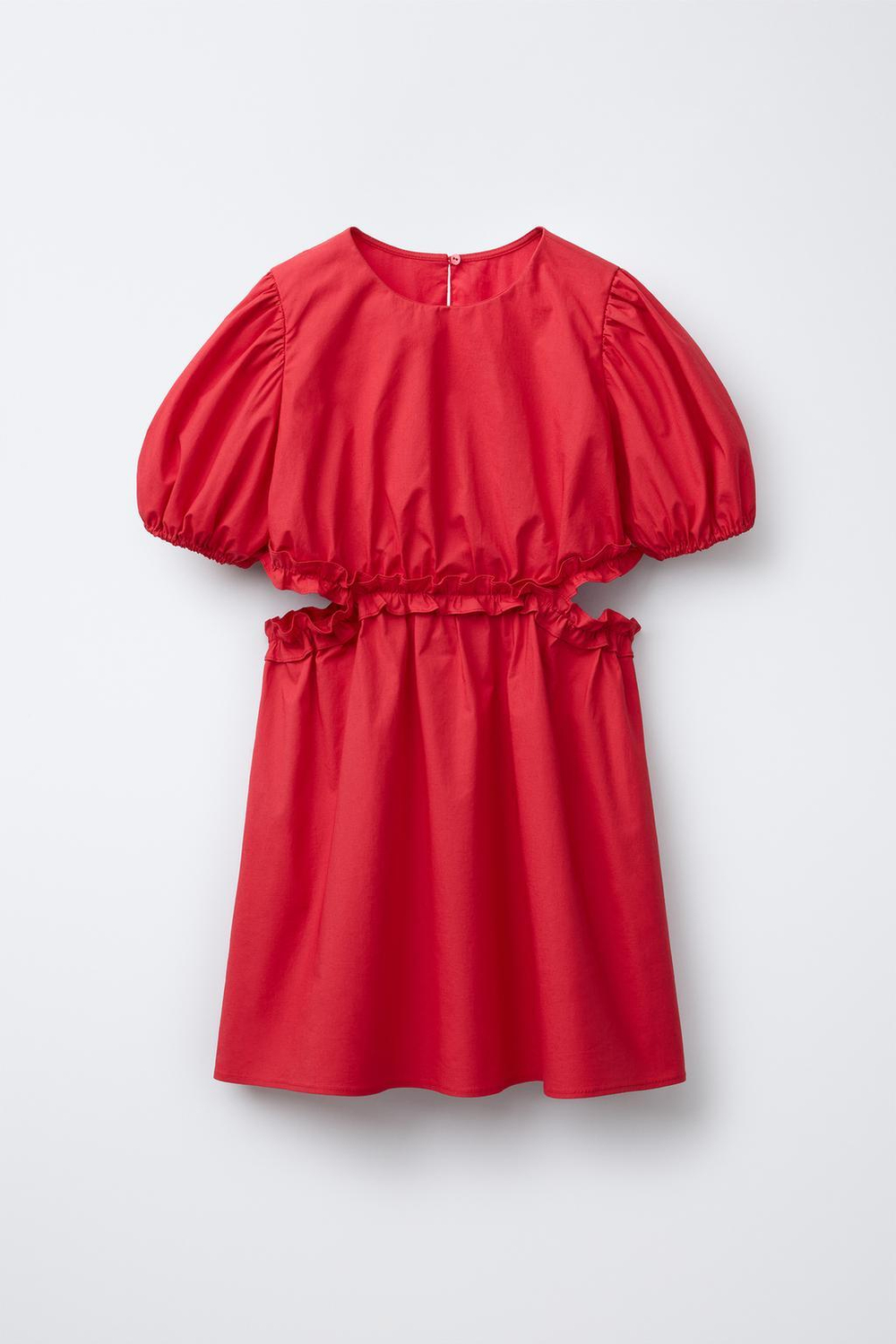 ZARA ПЛАТЬЕ НА БРЕТЕЛЯХ С ВОЛАНАМИ, КРАСНЫЙ