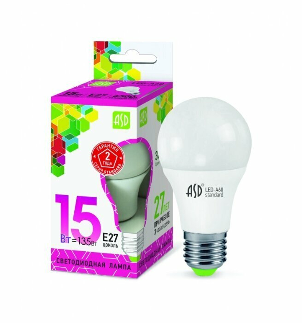 Лампа светодиодная led-A60-standart 24ВТ 160-260В Е27 6500К 1800лм