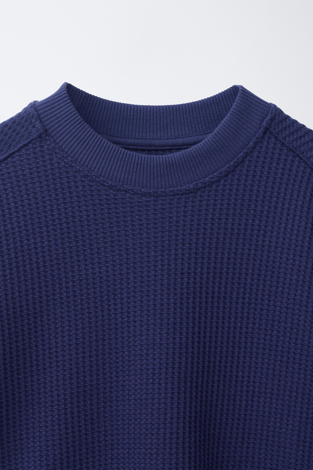 ZARA ФУТБОЛКА ИЗ ВАФЕЛЬНОЙ ТКАНИ, ЯРКО-СИНИЙ