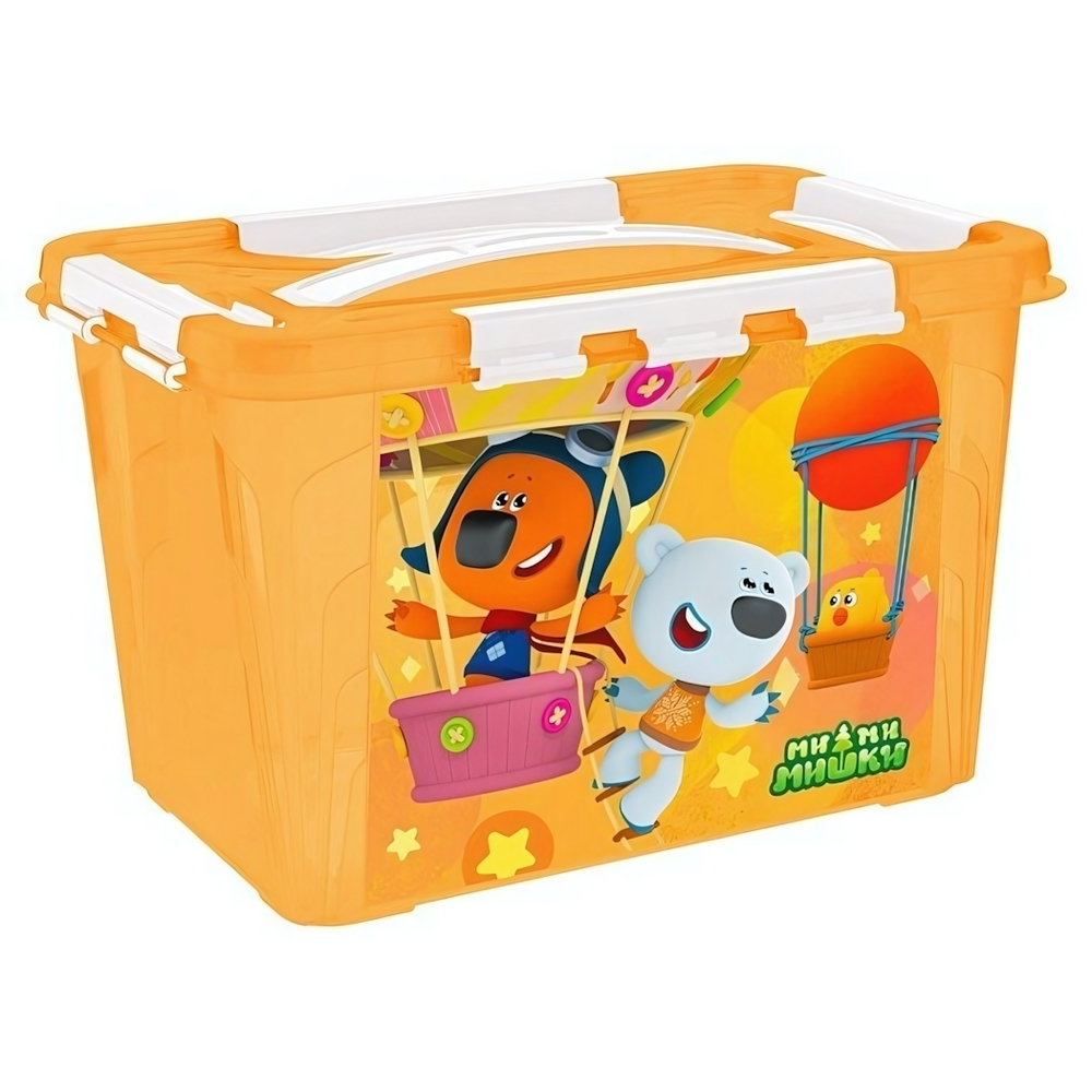 Контейнер с декором "ми-ми-мишки" с замками и ручкой 290х190х180мм, 6,65л (оранжевый)