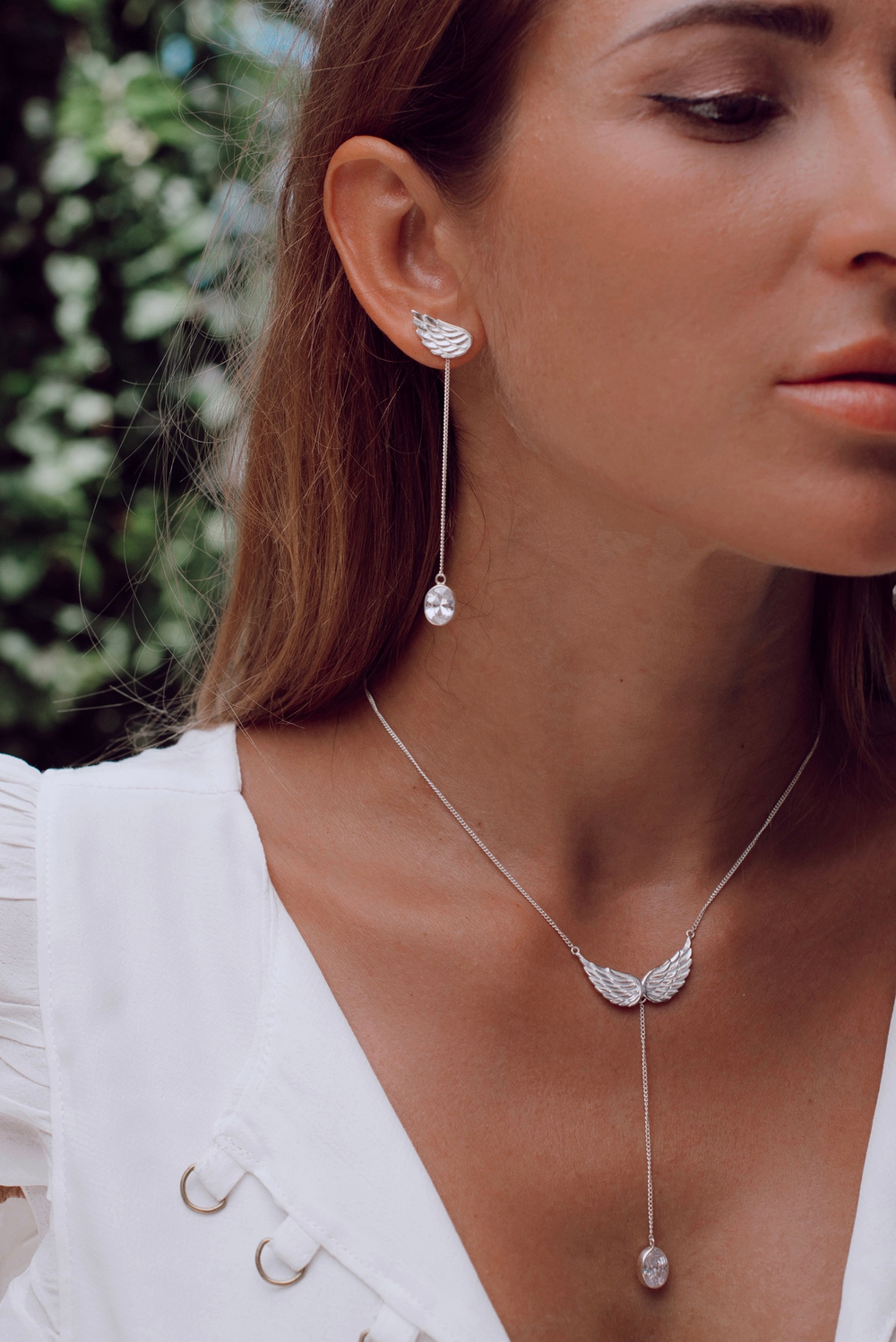 Серьги-трансформеры «Невесомость» с белым цирконом