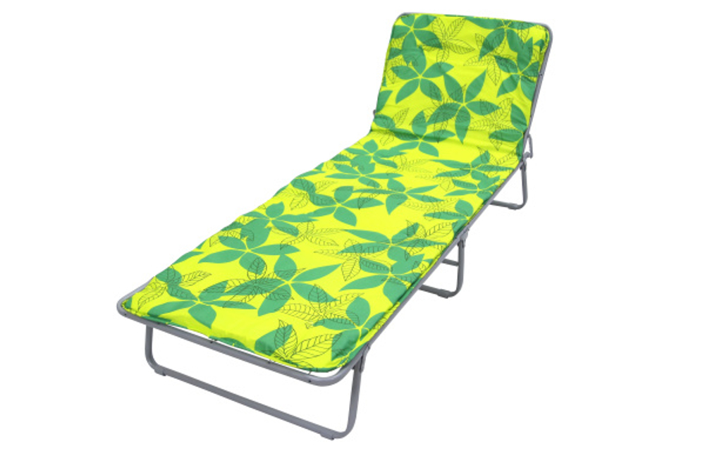 Кровать раскладная Стефания п/мягкая лист 10мм арт.С86а/123г(цвет ткани зеленый, желтый рис.листья (1 шт. в уп. гофрокартон)