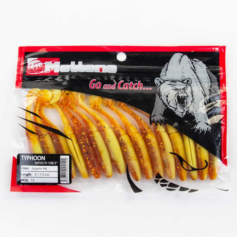 Виброхвост Mottomo Typhoon (75мм, 3гр), 15шт/уп