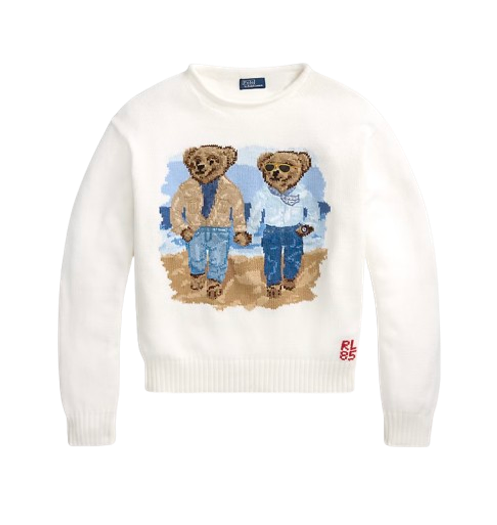 Женский хлопковый свитер Polo Ralph Lauren с вышивкой медвежат Ralph & Ricky Bear