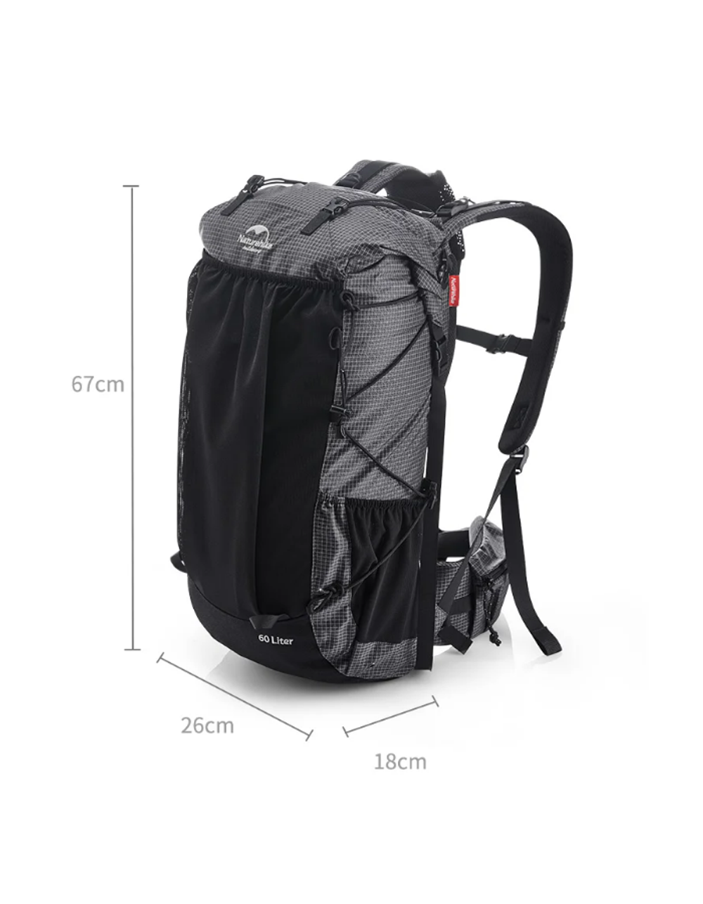 Рюкзак туристический Naturehike 60 л, черный