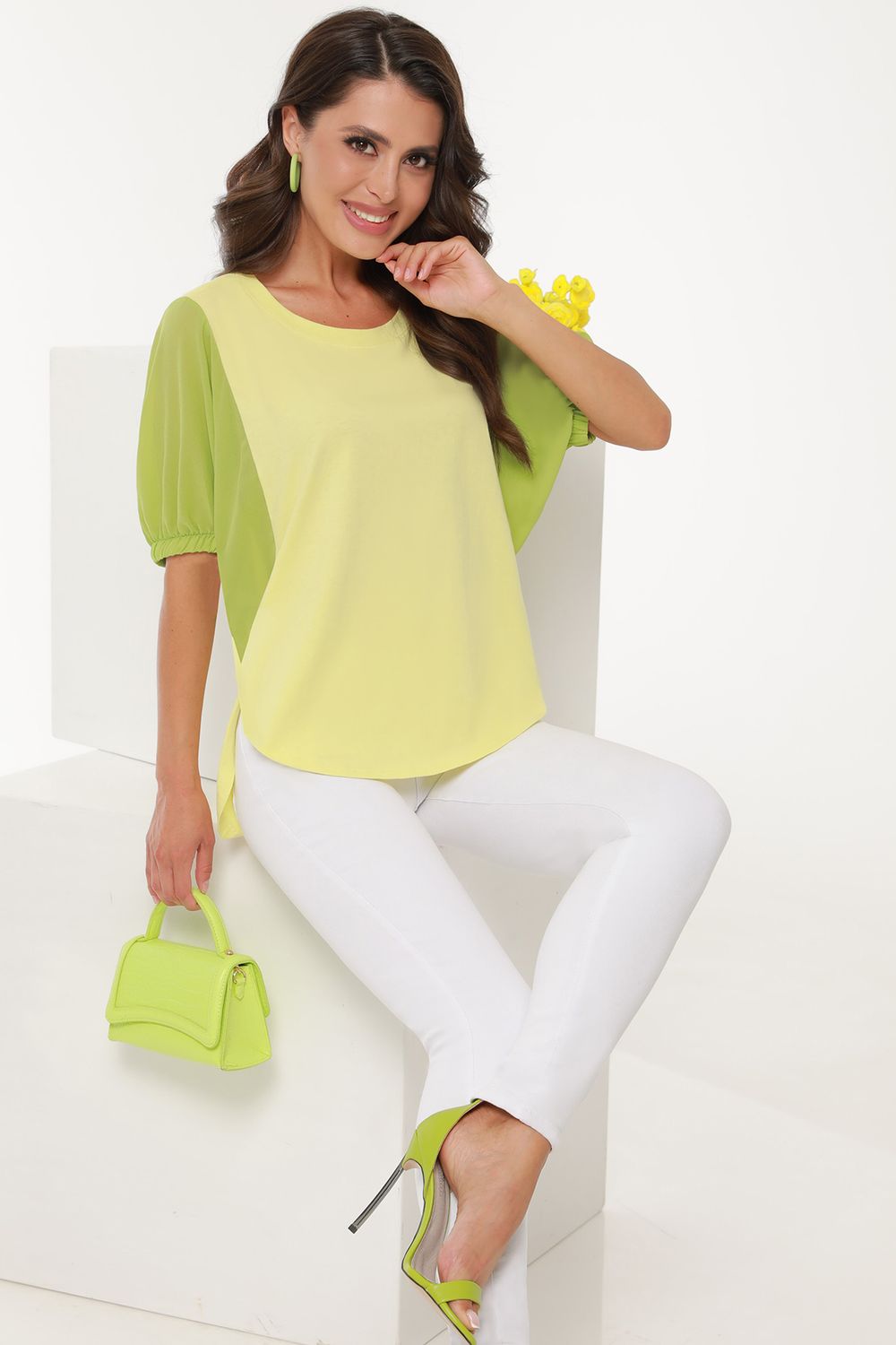 Блузка зеленая летучая мышь DStrend (Акция)