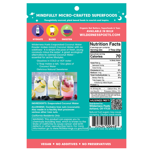 Wilderness Poets, порошок из органической выпаренной кокосовой воды, 113 г (4 унций)