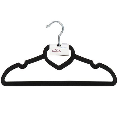 Вешалка-плечики для одежды, 40 см, пластик, 5 шт, флокированная, чер, Y414