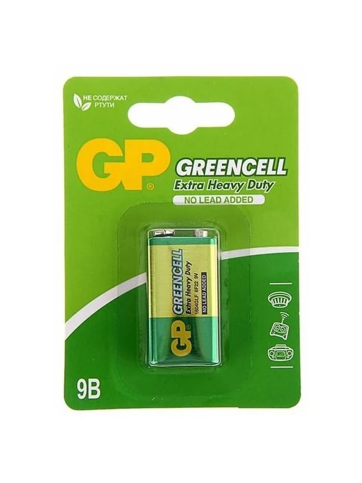 Батарейка солевая GP Greencell Extra Heavy Duty 9В крона
