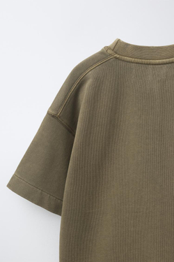 ZARA ФУТБОЛКА GARMENT DYE, ХАКИ