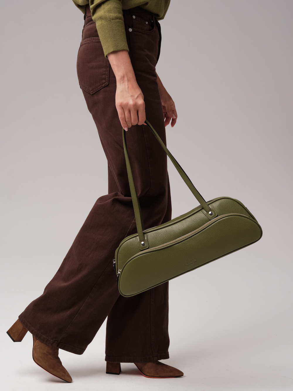 Женская кожаная сумка DBR 31186 зеленая водоросль