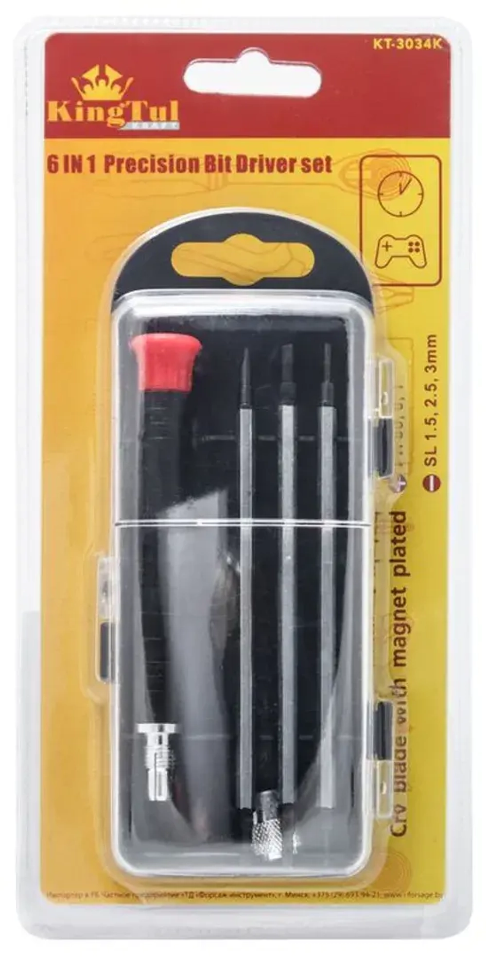 Отвертка со сменными насадками 4пр.(PH00,PH0,PH1,SL 1.5,SL 2.5,SL 3) KingTul kraft KT3034K