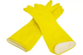 Перчатки Komfi хозяйственные, латексные, для уборки, х/б напыление, L, жёлтые, 1 пара