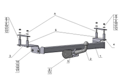 Фаркоп для Chevrolet Lanos седан 2004-2009, Daewoo Lanos седан 1997-2002 Тип шара: A. Нагрузки: 1000/75 кг, CV 01