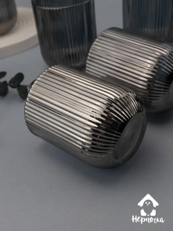 Набор ребристых стаканов для виски, 270 мл. 6 шт. Черные