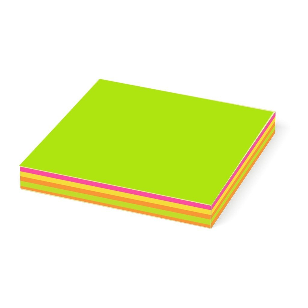 Блок для записей с клеевым краем, Alingar, 76 мм * 76 мм, 5 цветов, 100 л., "Неоновое ассорти", европодвес