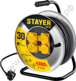 STAYER PRO 325 КГ 3х2.5 30м 4000Вт IP44, Силовой удлинитель на стальной катушке (55076-30)