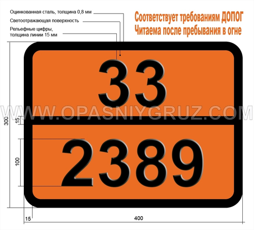Табличка Опасный груз 33-2389 ФУРАН
