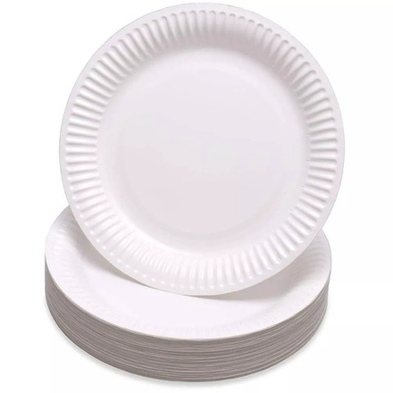 Тарелка бумажная белая 17 см эко