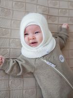 Шлем вязаный из ангоры "Молоко" 0+