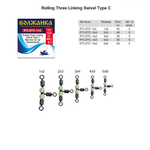 Вертлюг "Волжанка" Rolling Three Linking Swivel Type C 1×2 тест 45кг (5шт/уп) по 5 упаковок