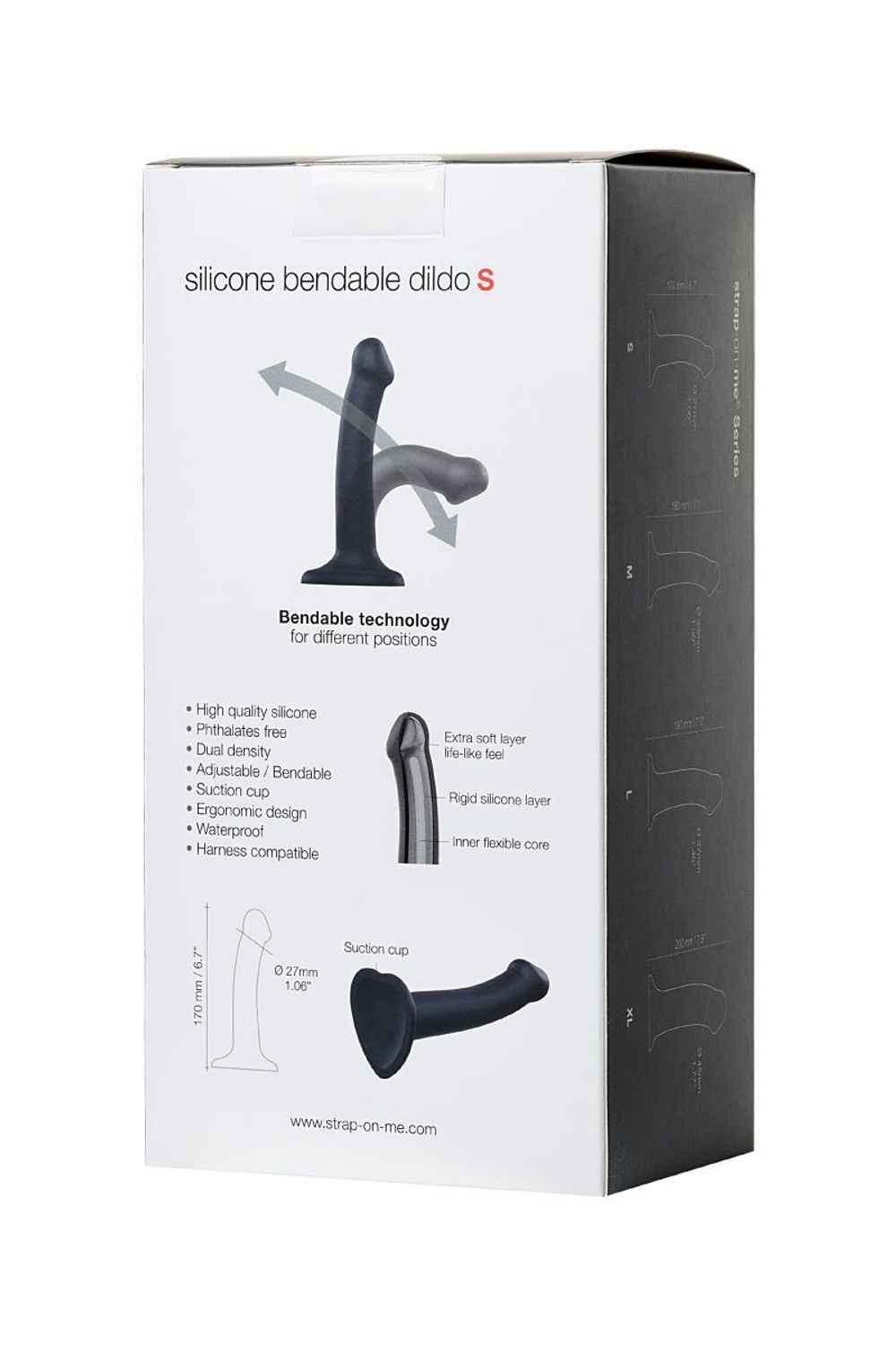 Черный фаллос на присоске Silicone Bendable Dildo S - 17 см. (Цвет: черный)