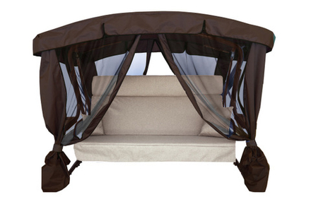 Качели садовые Garden Story 3-х местные Ранго Премиум Маттео(каркас шоколад, м/э бежевый рис.нет)2 уп.