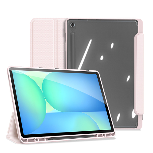Чехол книжка розового цвета от Dux Ducis для Samsung Galaxy Tab S10 FE Plus, серия Toby Series Case, с функцией пробуждения и сна