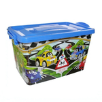 Контейнер для хранения №7 (50л) на колесах, рисунок МАШИНКИ темно-голубой РП-118