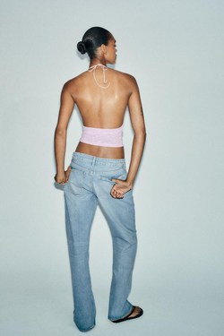 ZARA ТОП СО СТРАЗАМИ, РОЗОВЫЙ