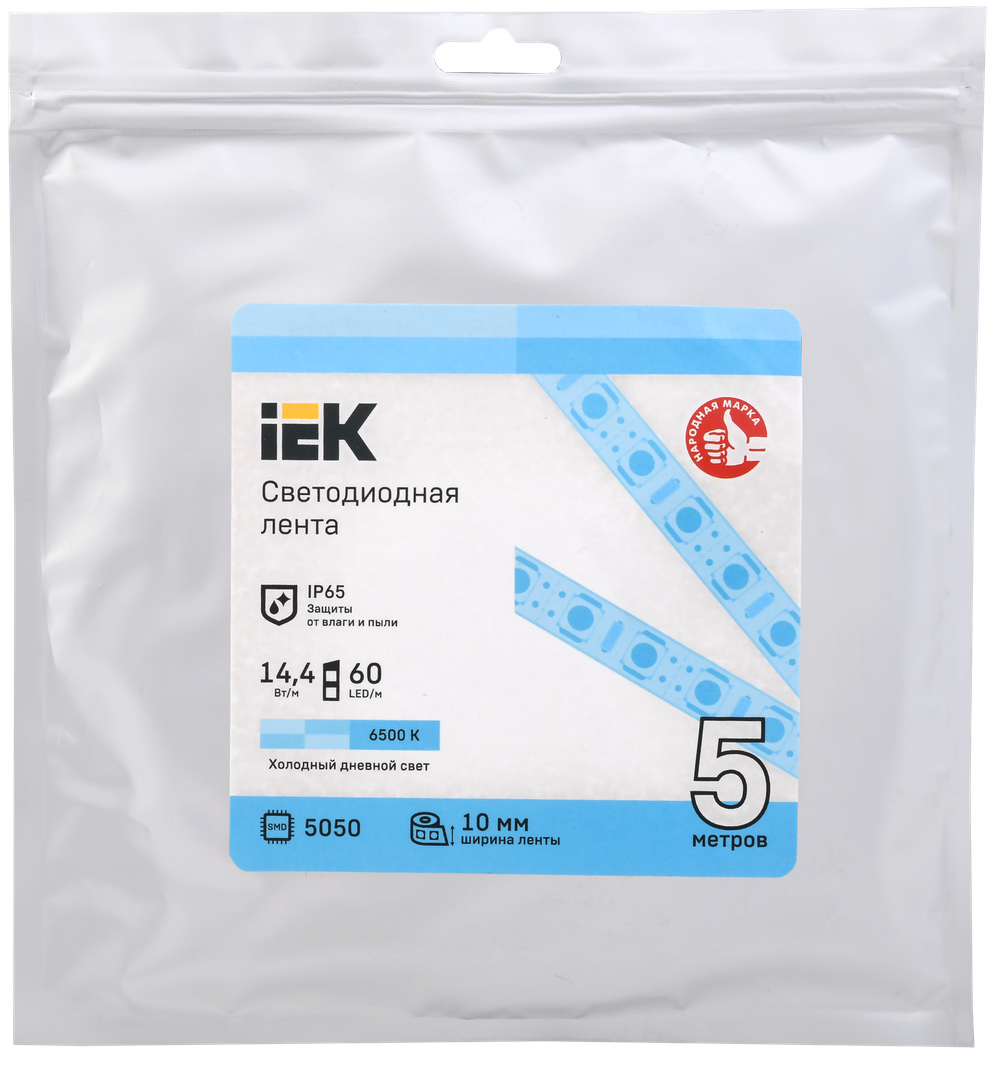 Лента светодиодная 5м LSR-5050W60-14,4-IP65-12В IEK
