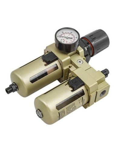 Блок подготовки воздуха 1/2''(фильтр-регулятор+лубрикатор, автоматич.слив)(10Мк, 3000 л/мин, 0-10bar,раб. температура 5°-60°) RockForce##Rock FORCE RF-AC4010-04D