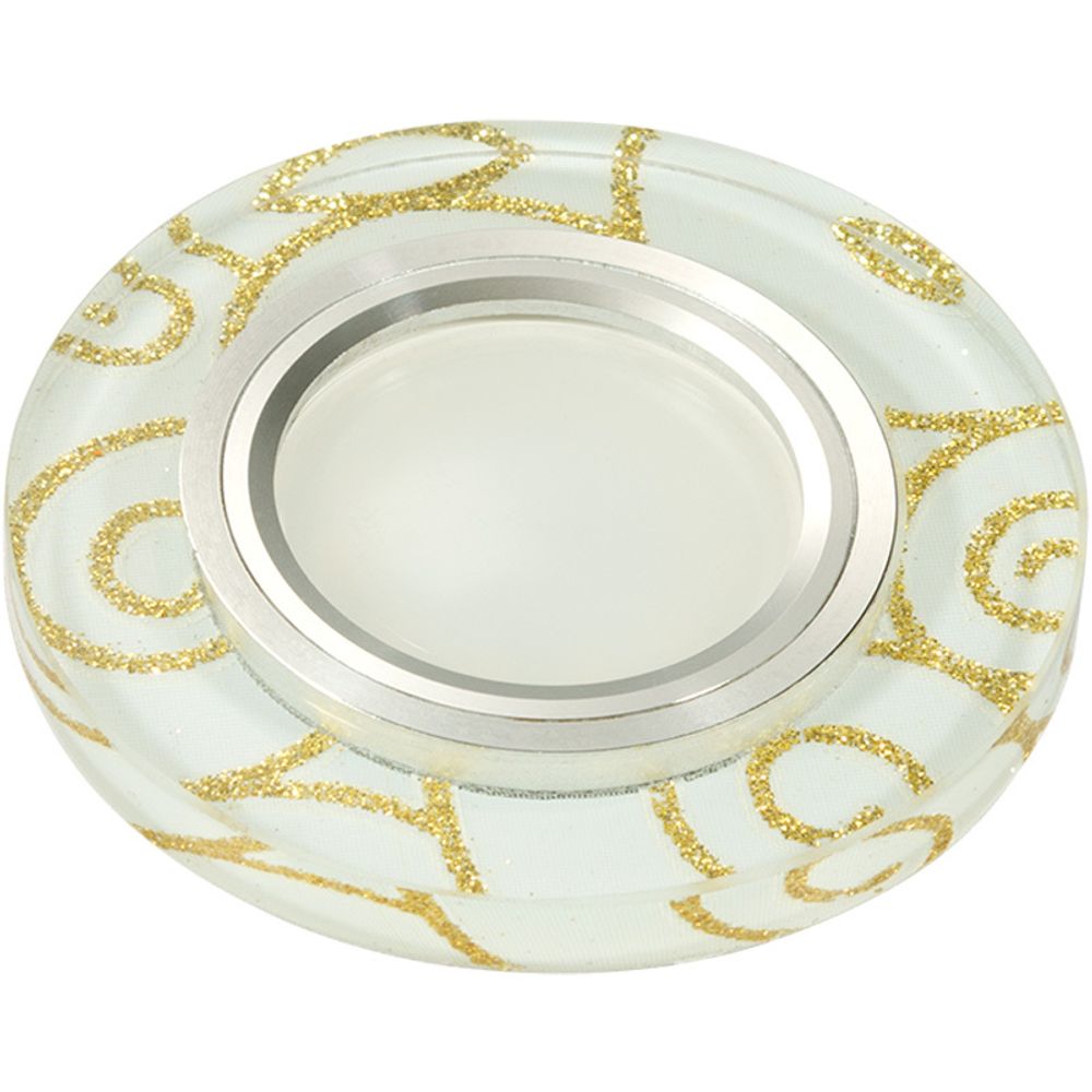 DLS-L206 GU5.3 CHROME/WHITE Светильник декоративный встраиваемый, серия Luciole. Без лампы, цоколь GU5.3. Доп. светодиодная подсветка 3Вт. Металл/стек