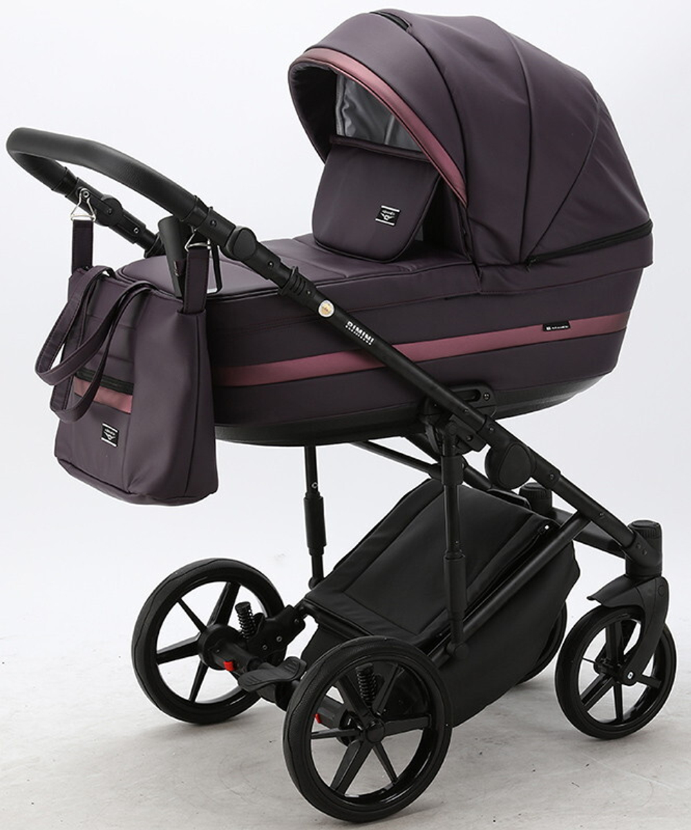 Детская коляска Adamex Rimini Deluxe 2 в 1 RI236 СЛИВОВАЯ.КОЖА+Т.СИРЕНЬ.ПЕРЛ.ОТДЕЛКА