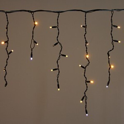 Светодиодная бахрома 3*0,6 черный провод каучук, Белая теплая. Мерцающая