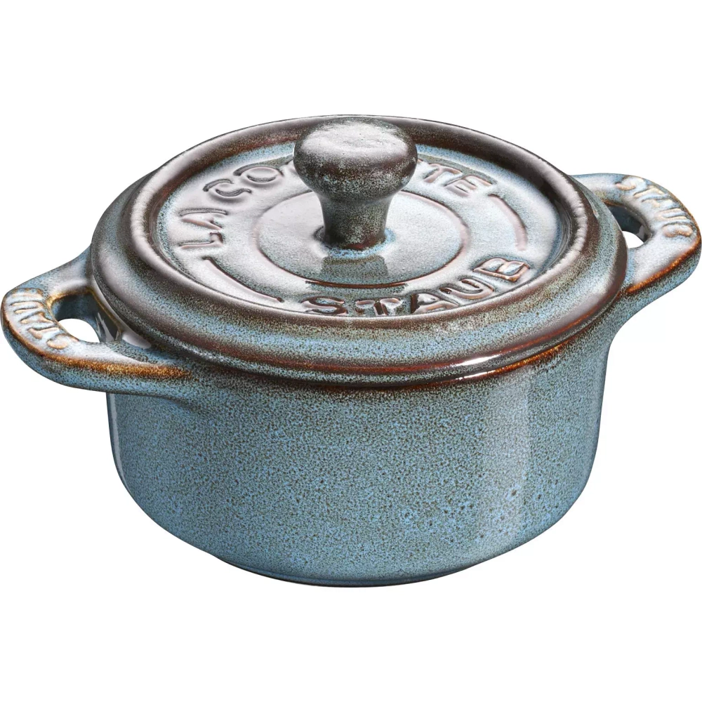 STAUB - Набор из 4 мини-кокотниц 200мл 10см античная бирюза / артикул   40508-159-0  / GTIN 3272340049965