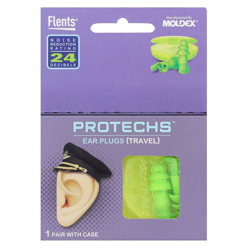 Flents, Protechs, беруши, компактные, 1 пара в футляре