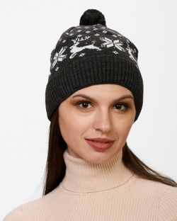 Женская шапка PRIVAL  с отворотом Скандинавия-7  серый