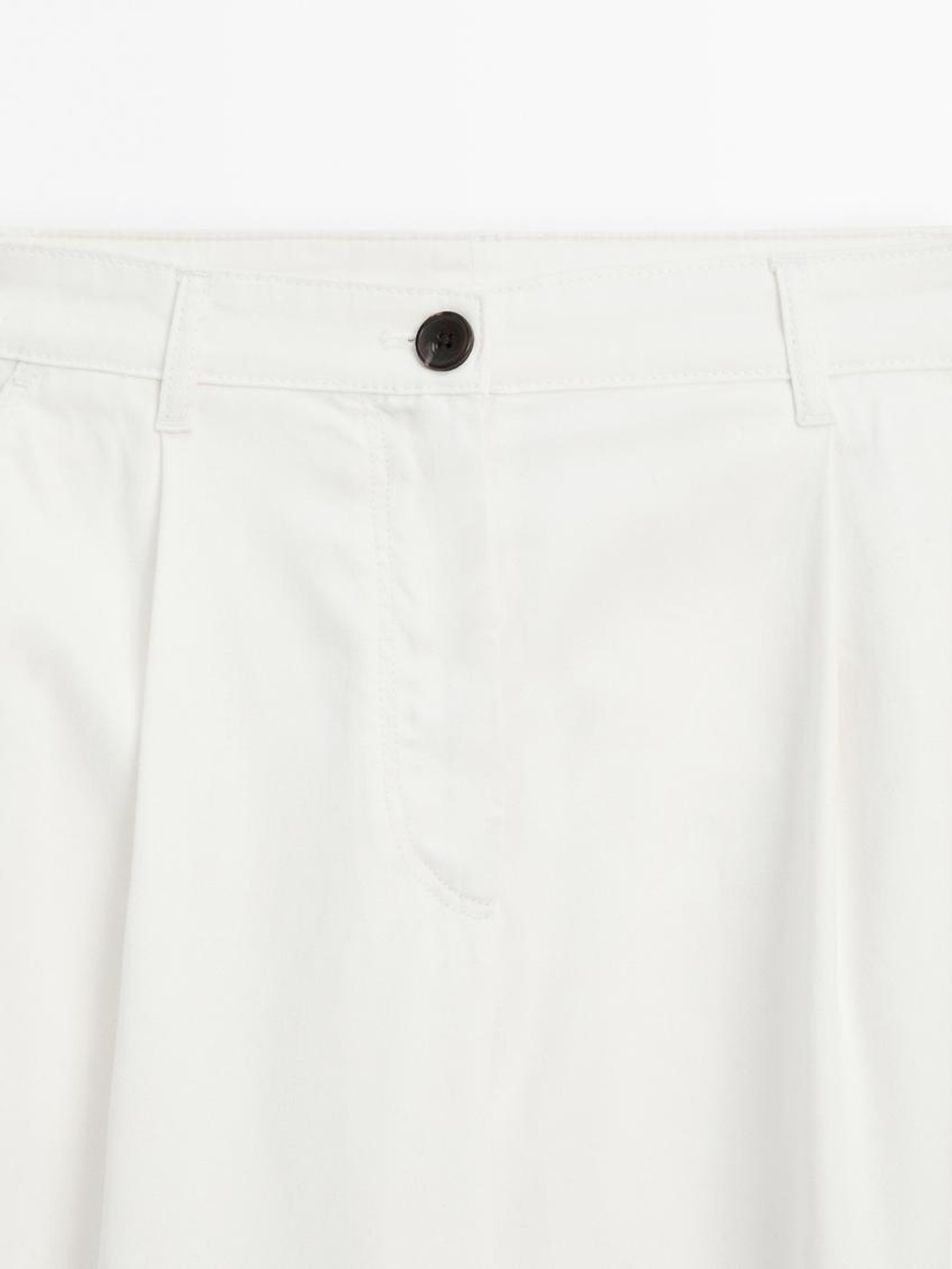 Massimo Dutti Брюки свободного кроя из смесового хлопка, кремовый