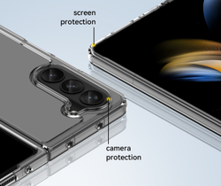 Усиленный двухкомпонентный чехол для Samsung Galaxy Z Fold5, мягкий отклик кнопок, прозрачные рамки