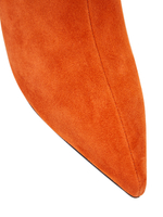 Женские замшевые рыжие ботильоны с авторским каблуком
