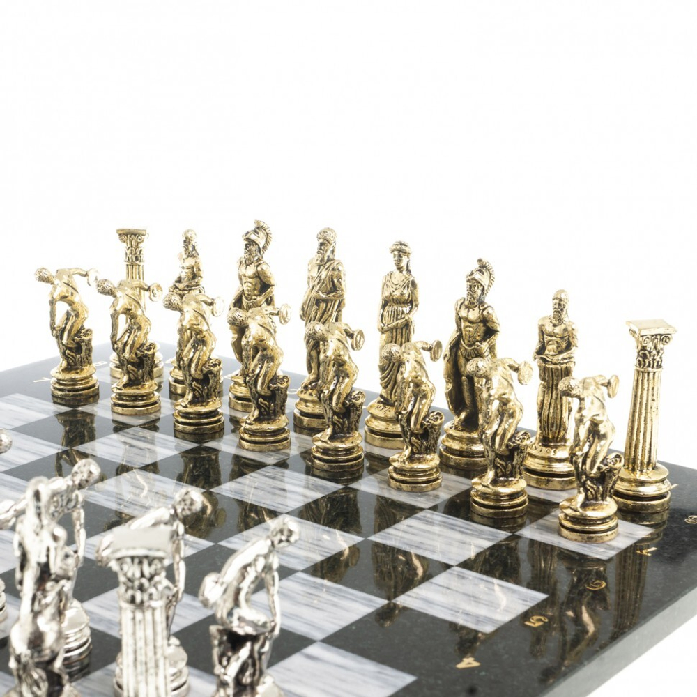 Шахматы из металла  Шахматы "Олимпийские игры" доска 44х44 см серый мрамор фигуры металлические G 122603