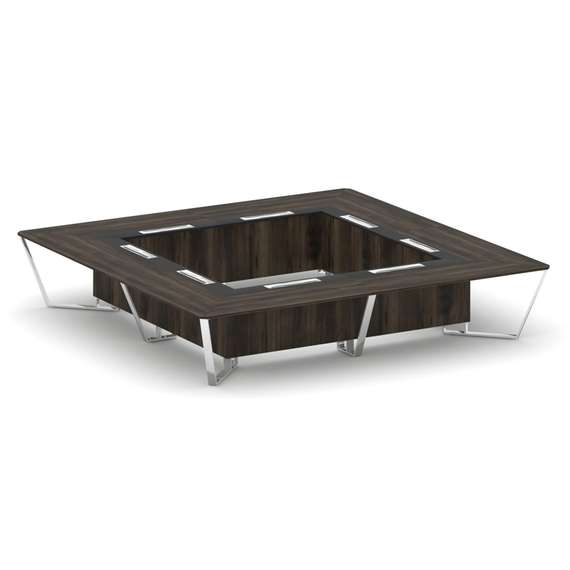 Steel Meet Стол переговорный квадратный MMK-PR.B.SP-20K2 Дуб Мали/Графит Глянец/Нержавеющая Сталь/Хр