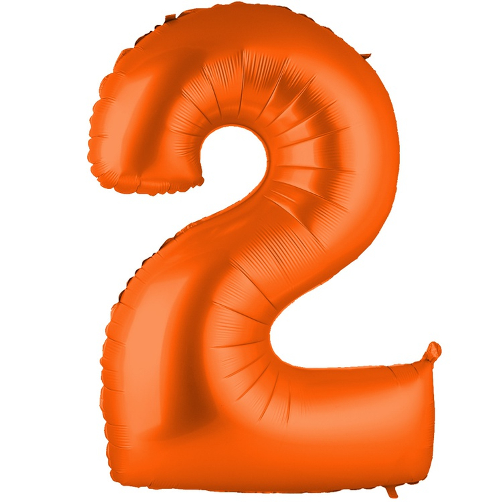 Шар фольгированный Цифра 2 101 см (Оранжевый)